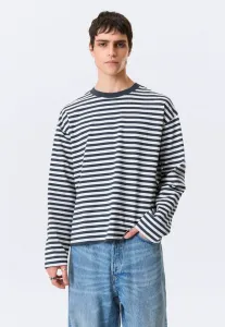 Свободная футболка с длинным рукавом прямого кроя Weekday, White/Navy Stripe
