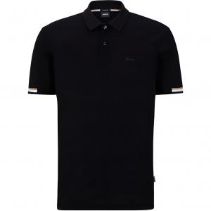 Босс Полированная логотипная поло обычного кроя HUGO BOSS, черный