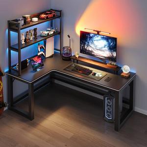 Игровой стол Naijia угловой 140x120 см, левосторонний, с полкой 110 см, карбон