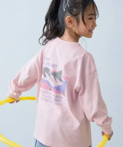 Футболка с длинным рукавом и крупным силуэтом дьявольской лабрадорши, Детская одежда. Размер 26SS Devirock, цвет 012-Mountain-Sakura Pink