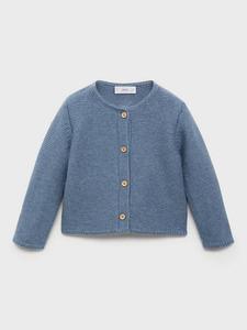 Детский кардиган с длинными рукавами из хлопковой смеси Mango, Medium Blue