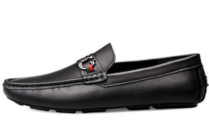 Повседневные кожаные туфли мужские низкие черно-белые DCK