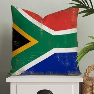 Generic Чехол для декоративной подушки с флагом ЮАР патриотический винтажный льняной квадратный в деревенском стиле с молнией South Africa Flag