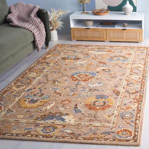 Ковер SAFAVIEH, 122 x 183 см, Metro Collection, Beige & Ivory, ручной работы цветочный из шерсти, идеально для помещений с высокой проходимостью: прихожая, гостиная, спальня (MET328B)