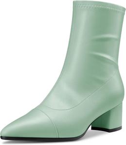 Ботильоны Castamere с массивным каблуком средней высоты, заостренным носком и закрытым мысом, короткие с молнией, для вечеринок, базовая классика, каблук 2,0 дюйма, Light Green