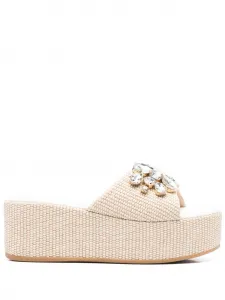 Сандалии 65 мм, украшенные кристаллами Casadei, нейтральный