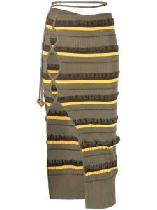 Jacquemus полосатая юбка миди в рубчик, зеленый