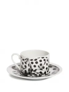 Чайные чашки с изображением кошки в горошек (набор из двух) Fornasetti, белый