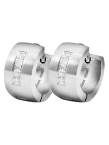 Adeliás Женские серьги - серьги-кольца на шарнирах из нержавеющей стали со стразами серебристого цвета