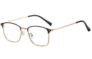 AAJF Металлические круглые очки для коррекции близорукости унисекс, Black Gold Frame