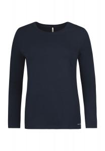 Рубашка с длинными рукавами, базовая, круглый вырез, женская SHORT STORIES, темно-синий