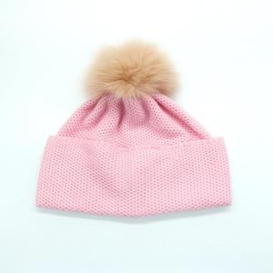 ШАПКА БИНИ С МЕХОВЫМ ПОМПОНОМ Portolano, розовый
