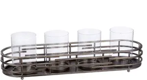 Фонарь Casablanca by Gilde "Подсвечник Лофт, ширина ок. 58 см", (1 шт.), 4 лампочки, металлический адвентский подсвечник 58х15х16 см, цвет silberfarben