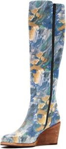 Женские зимние ботильоны FSJ с удобной боковой молнией, высокой клиновидной подошвой, заостренным носком, модным дизайном, без застежки, размеры 4-15 US, Blue Print