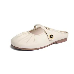 Женские сандалии с закрытым носком из ПВХ и поливинилхлорида, устойчивые к истиранию JOSINY, Ecru