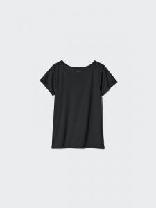 Сетчатая футболка AIRism с овальным вырезом Uniqlo, 09 black