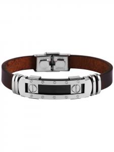 Adeliás Мужской кожаный браслет, 22 см, коричневого цвета