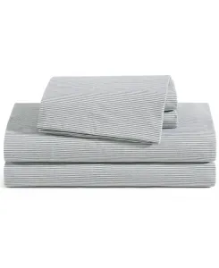 Комплект постельного белья из 4 предметов, изготовленный из хлопкового перкаля с набивным рисунком, плотность ткани 200 TC, размер Queen Tommy Hilfiger, темно-зеленый/темно-зеленый