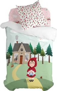 Комплект постельного белья Красная Шапочка, 2 предмета, 135 x 200 см, 100% хлопок, сделано в Европе HAPPY FRIDAY S.L.