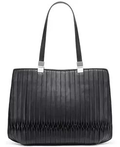 Гранитная плиссированная сумка-тоут Calvin Klein, черный