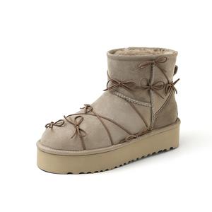 Yeezyy Reezy Тёплые короткие зимние сапоги женские Antelope Brown на платформе, цвет Antelope Brown Platform