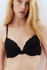 Кружевной бюстгальтер пуш-ап H&M, черный