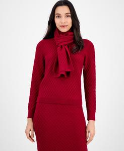 Женский вязаный свитер с длинными рукавами и шарфом крупной вязки Anne Klein, Titan Red