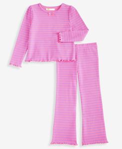 Детский комплект для девочек 2T-4T: полосатый ребристый топ и штаны Epic Threads, Pop Pink