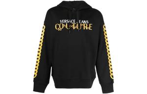 Кутюрный логотип Хлопковый худи VERSACE JEANS, Черный