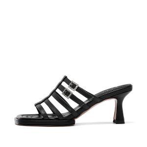 ELLE Тапочки-слайды женские, черные/молочно-белые/золотые