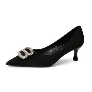 Женские туфли на тонком каблуке и высоком каблуке QITUMAUL, Black[Heel Height 5.5Cm]