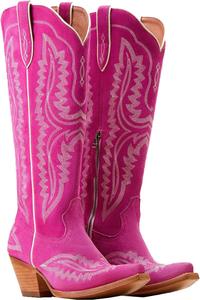 Женские ковбойские сапоги с острым носком, высокой толстой шпилькой и крупным дизайном в стиле вестерн Generic, Magenta