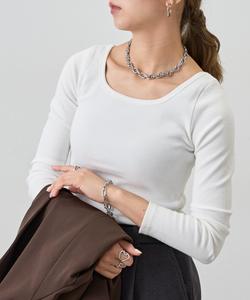 Пуловер с длинными рукавами и ребристым низом с квадратным вырезом Colony 2139, цвет White