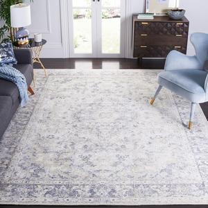 Ковер SAFAVIEH, 183 x 183 см, Restoration Vintage Collection - Ivory & Blue, ручной работы из состаренной шерсти и вискозы, идеально для помещений с высокой проходимостью в гостиной, спальне (RVT704A)