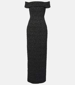 Платье Sima с открытыми плечами из сирсакера и клоке Emilia Wickstead, черный