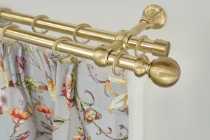 Карниз для штор GARESA "ANDREA", 2 направляющие, желаемая длина, комплект для штор, выдвижной, с шариковой концевой кнопкой, длинная, с кольцами 350 см, Ø 20 мм, цвет mattmessingfarben