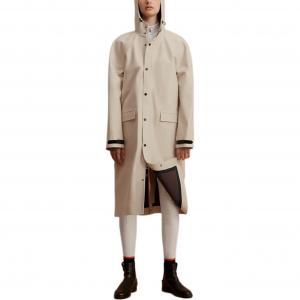 Hermes Женское пальто цвета экрю с капюшоном, средней высоты