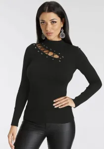 Свитер Melrose с воротником стойкой и декоративной шнуровкой, черный