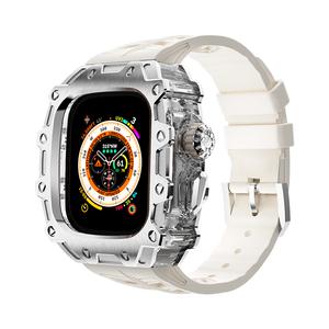 HUALIMEI Часы Strap Huawei Compatibility FKM Fluoroelastomer Material, Silver + white band