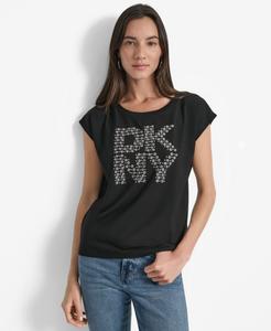 Женская футболка с круглым вырезом и логотипом Grommet Stack DKNY, Black