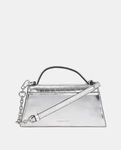 Маленькая кожаная сумка через плечо с клапаном Karl Lagerfeld, серебряный