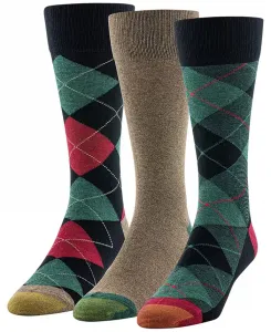 Мужские носки-гольф с усиленным носком праздничный тартан комплект из 3 пар Gold Toe, мультиколор