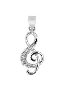 Adeliás Женский кулон в виде скрипичного ключа, выполненный из серебра 925 пробы с кубическим цирконием в серебряной оправе, с изображением музыкальной ноты