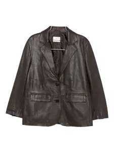 Кожаная куртка с клапанными карманами и пуговицами Vicolo, коричневый