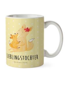 Детская кружка Мама-лиса с надписью пастельно-желтого цвета Mr. & Mrs. Panda