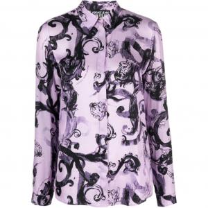 Рубашка с филигранным принтом VERSACE JEANS COUTURE, светло-фиолетовый