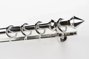 Карниз для штор GARESA "PALMI", 2 направляющие, желаемая длина, пластиковый комплект для штор, выдвижной, кончик кнопки, с кольцами 310 см, Ø28мм, цвет chromfarben