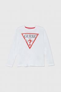 Хлопковая рубашка Guess с длинными рукавами для мальчиков и девочек, белый