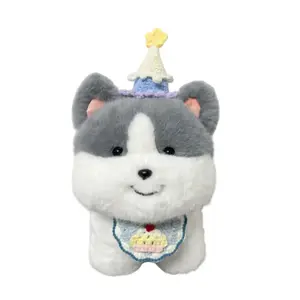 Плюшевая кукла щенок хачико в праздничном колпаке высота 20cm/30cm/40cm OU DI PIG