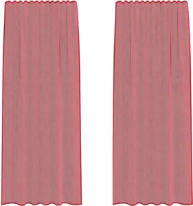 Шторы из вуали с карманами на штанге, 2 шт., бордовый vidaXL